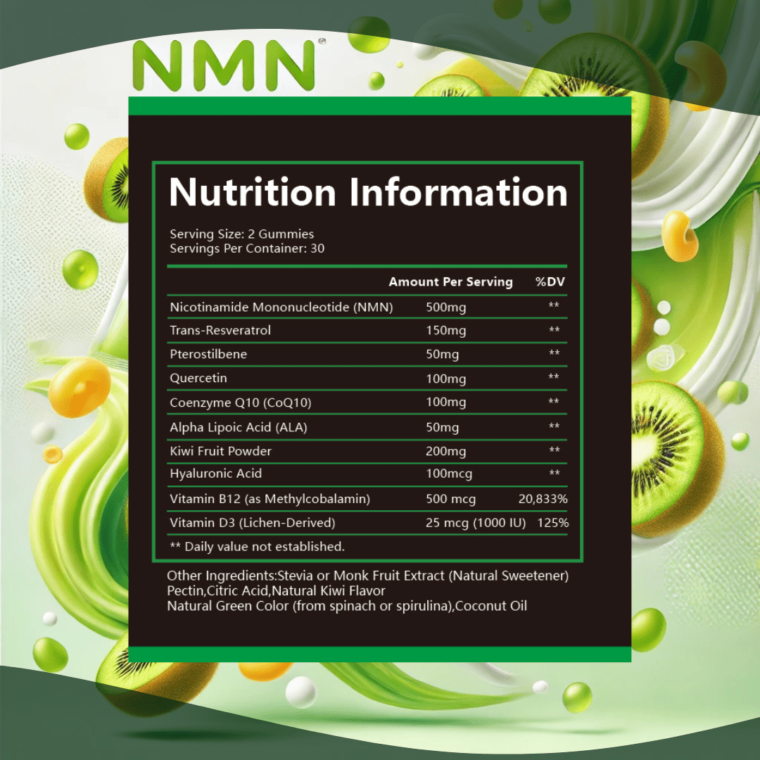 NMN + Resveratrol Kiwi Gummies - PURETREX