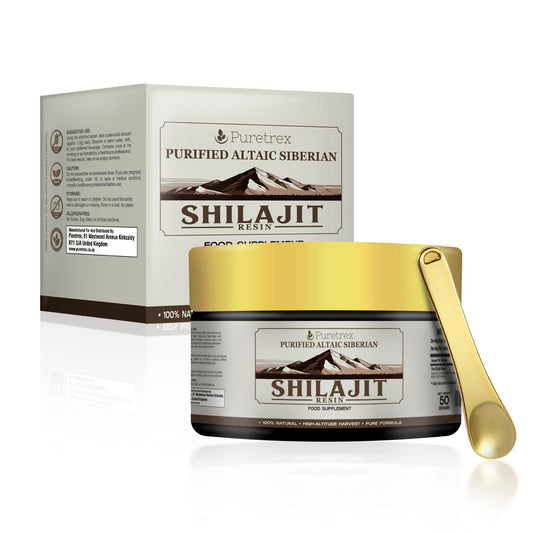 Purified Altai Siberian Shilajit Resin, 50 grams. 100% natural, high-altitude harvest, pure formula for enhanced energy and vitality.