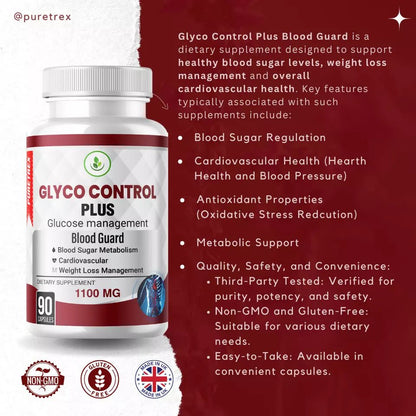 Glyco Control Plus Blood Glucose and Cardiovascular Support capsules - PURETREX